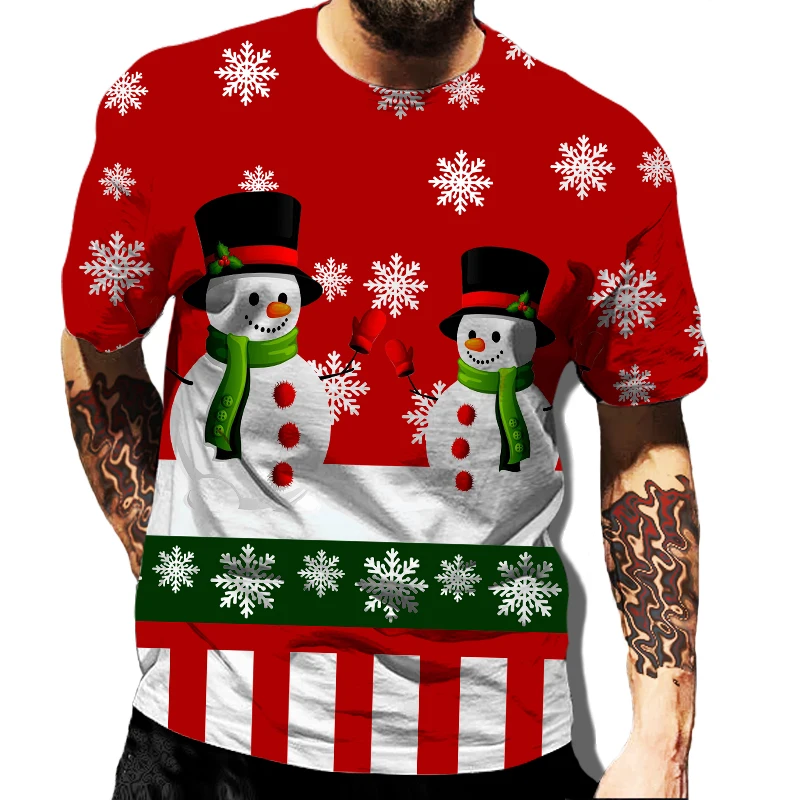 

2022 Рождественская Карнавальная Новинка 2022 брендовая мужская футболка костюм Санта Клауса с 3D принтом Рождественская елка Снеговик атмосфера