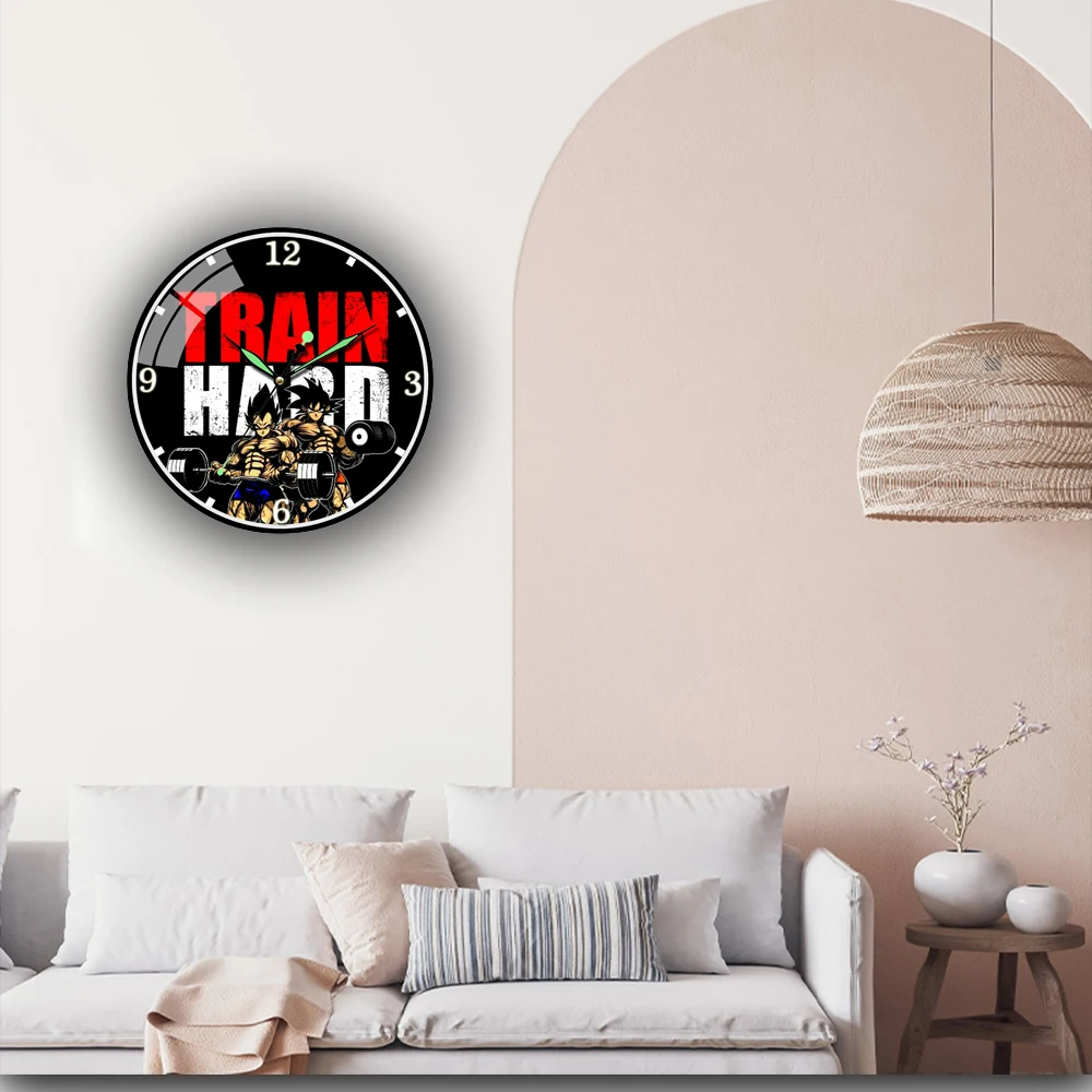 

Hard Workout Quote Garage GYM Wall Decor Bodybuilding Wall Clock Bodybuilders Acrylic Wall Clock Fitness Gift