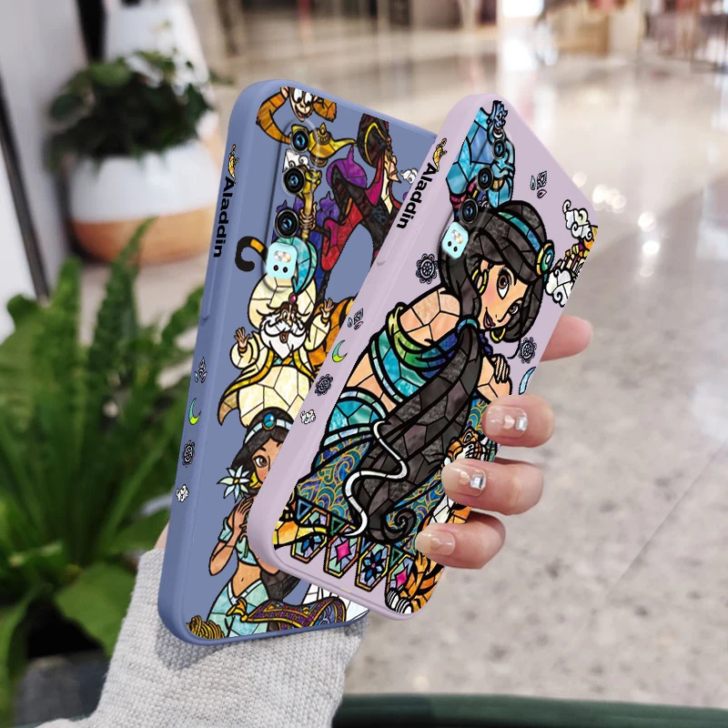 

Disney Jasmine Princess Phone Case For Huawei Y9S Y9A Y9 Y6 Nova Y70 9 8 P50 P40 P30 P20 Pro Lite E 5G Liquid Left Rope