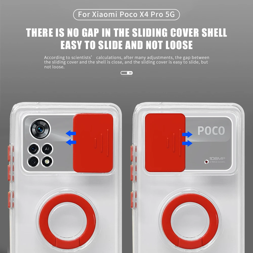 Чехол для телефона с нажимным кольцом-объективом Xiaomi Poco X4 Pro противоударный