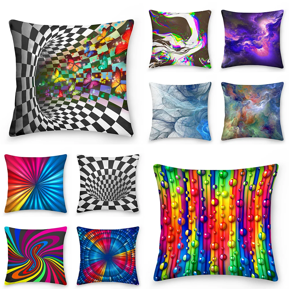 

45*45cm3D Psychedelic Pillowcase Decoration Sofa Cushion Cover Bed Pillowcase