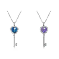 two tone sterling silver necklace from swarovski elements sparkle love key