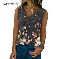 female floral printed t shirt casual streetwear sleeveless tshirts summer slim vest tops 5xl tee women tank tops