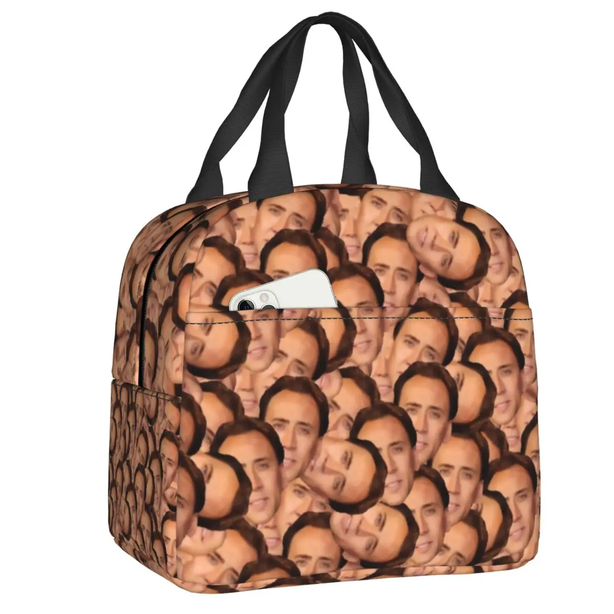 

Изолированные ланч-боксы с коллажем Николаса клетки мема для работы и школы, переносной охладитель, Термальный Ланч-бокс для женщин и детей