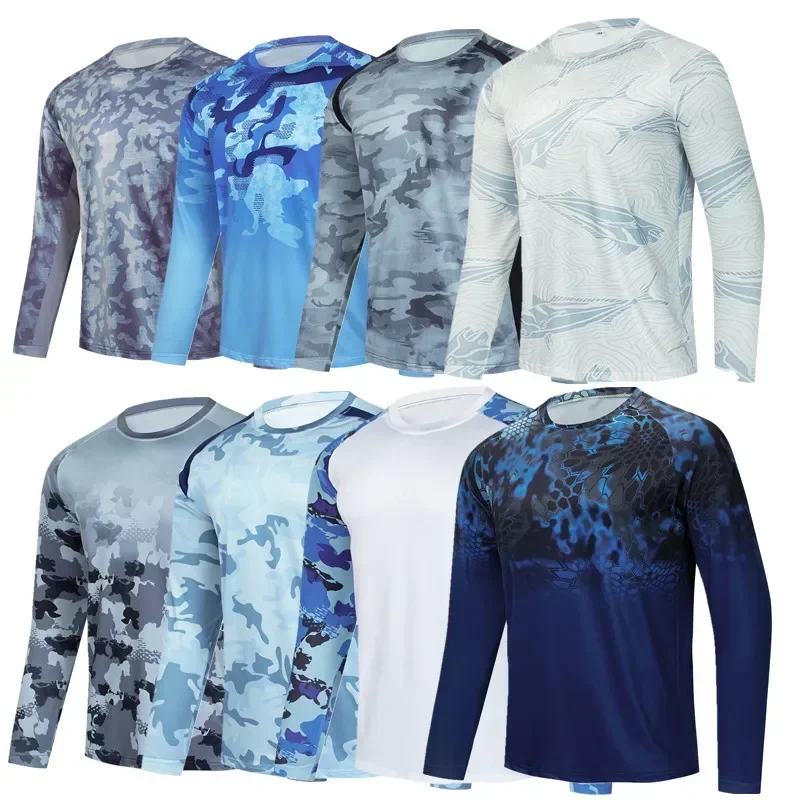 Мужские рубашки для рыбалки с длинным рукавом защита от солнца дышащая одежда