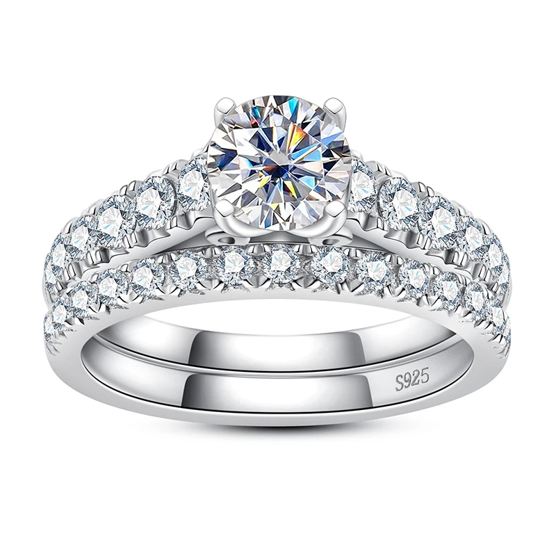 Обручальное кольцо с муассанитом и бриллиантом, 1,0 карат