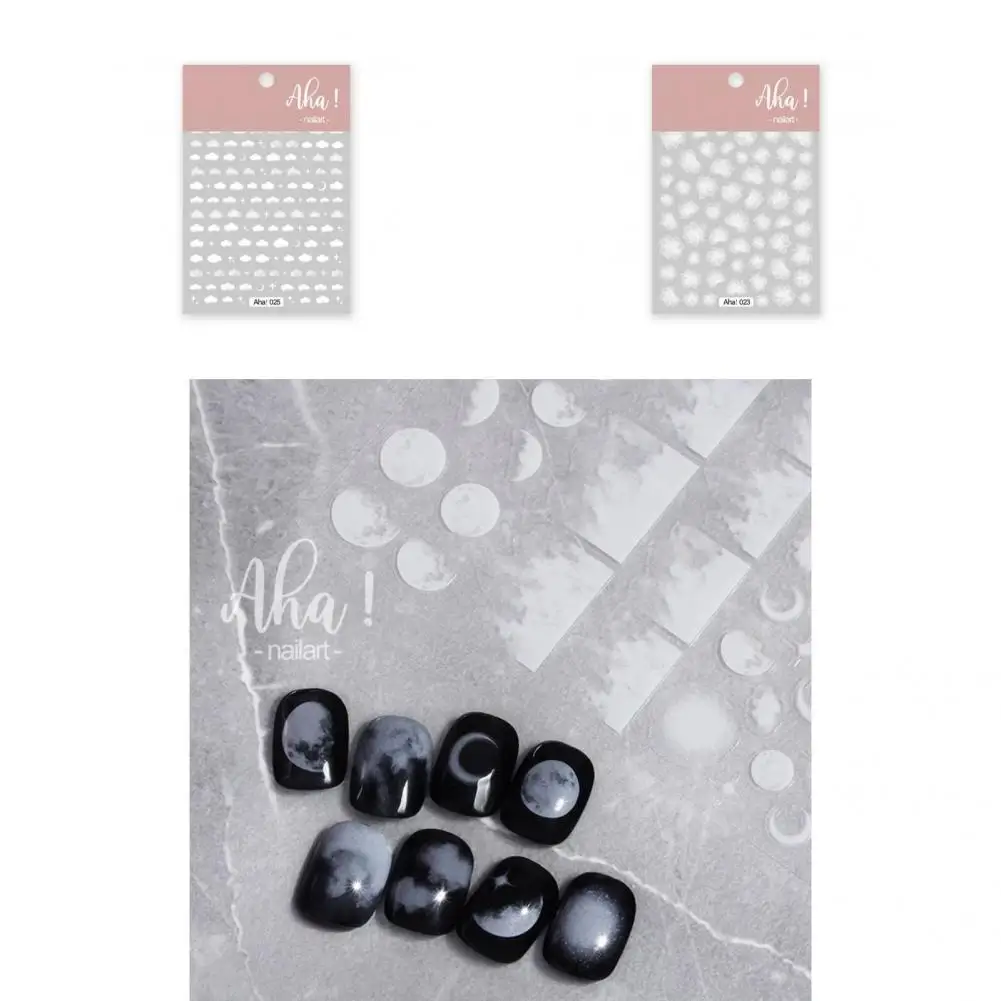 

Nail Decal Beautiful Translucent Stars Moon Clouds Nail Transfer Sticker Easy to Use Exquisite Manicure Decal