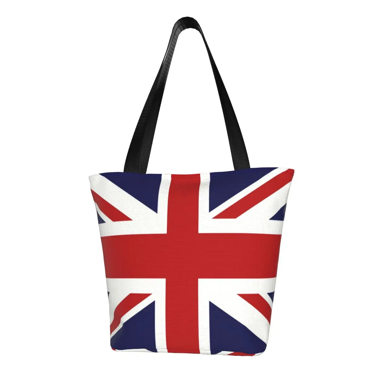 

Reusable Union Jack Flag Of The UK Shopping Bag Women Shoulder Canvas Tote Bag Portable Groceries Shopper Bags