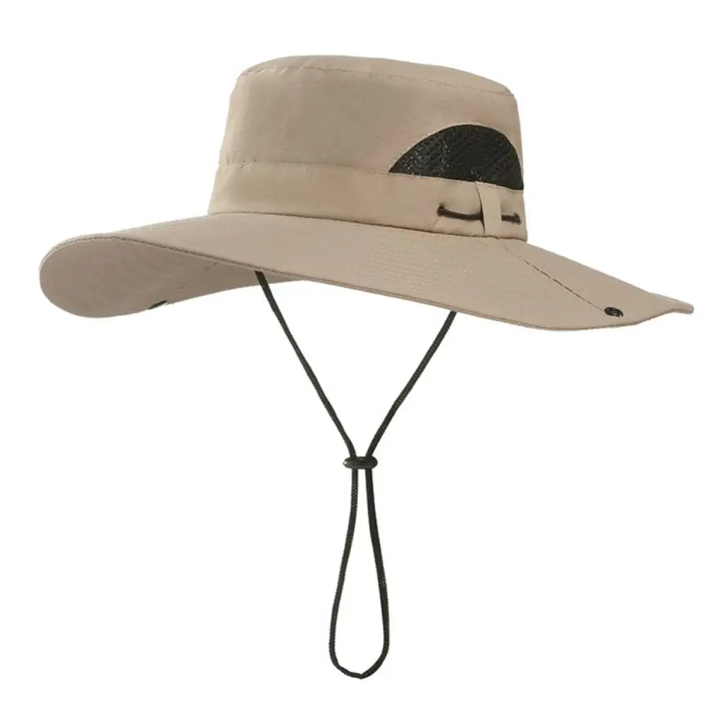Summer Men's Casual Sunscreen Big Brim Sunshade Fisherman Hat Outdoor Travel UV Protection Breathable Mountaineering Hat