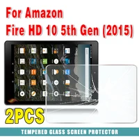2pcs tablet tempered glass screen protector cover for amazon fire hd 10 5th gen 2015 full coverage screen