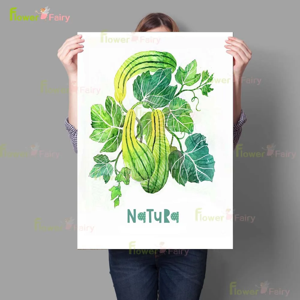 Настенный плакат с акварелью фруктами и искусственными листьями Картина на