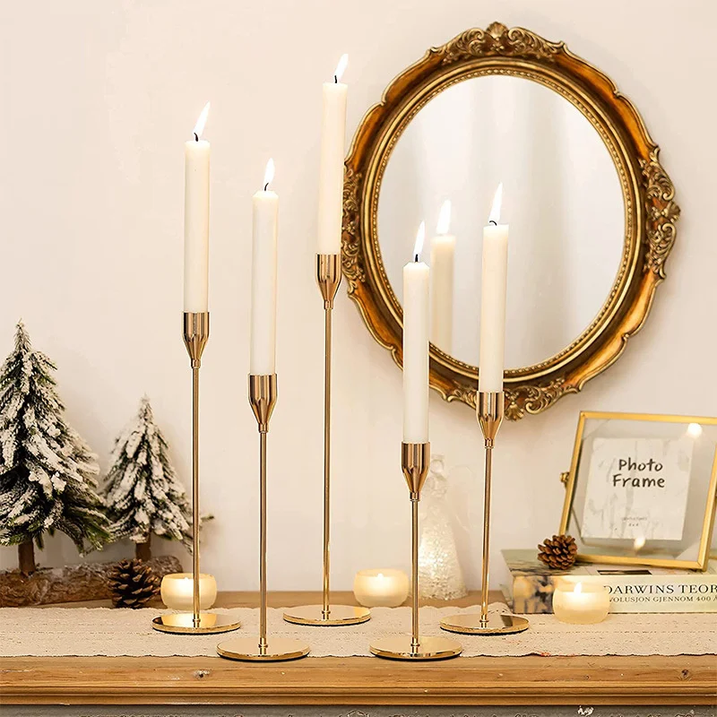 Simple Golden Wedding Table Decoration Bar Party Living Room Decor Home Decor Sense Of Ritual Candlestick