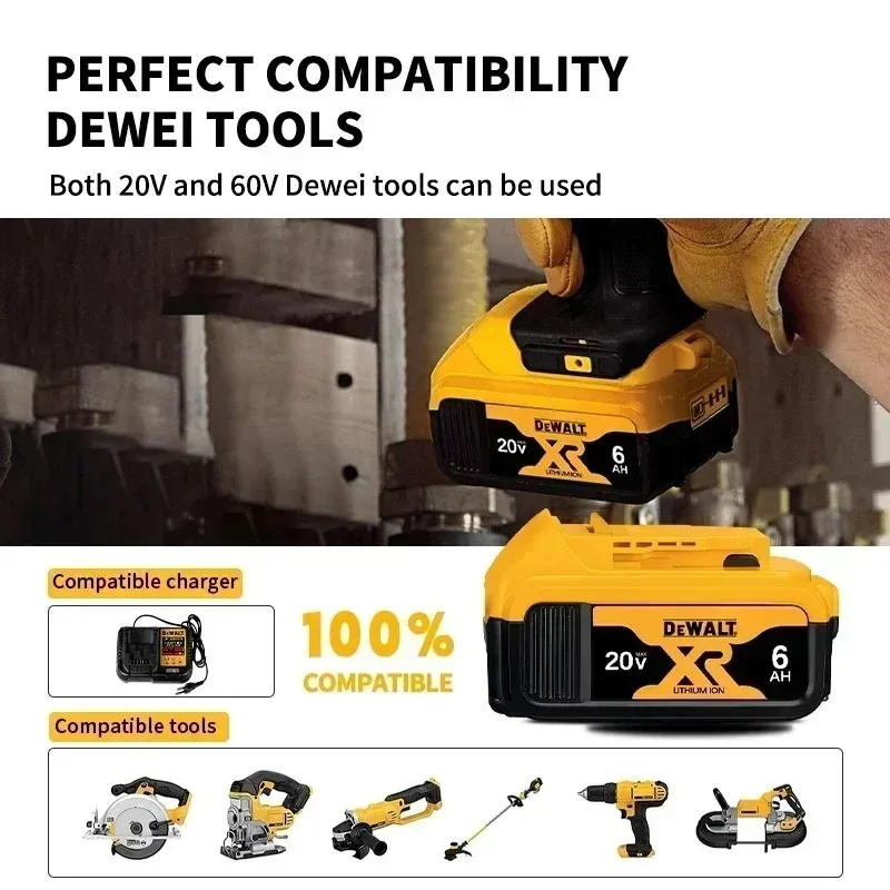Фото 100% Оригинальный аккумулятор Dewalt 20V 2Ah 5Ah 6mAh для электроинструментов DCB206 DCB205 DCB200 DCD791 DCD805 №2