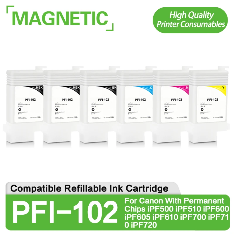 6 шт. картриджи для принтера Canon iPF500 iPF510 iPF600 iPF605 iPF610 iPF700 iPF710 iPF720