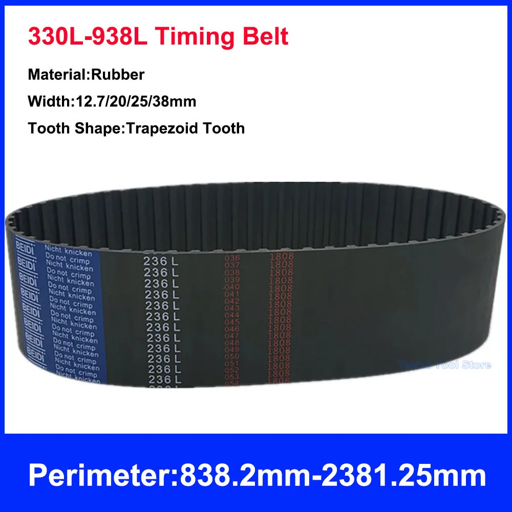 

1PCS L Type Timing Belt 330L-938L Black Rubber Closed Loop Synchronous Belt Width 12.7/20/25/38mm Perimeter 838.2mm-2381.25mm