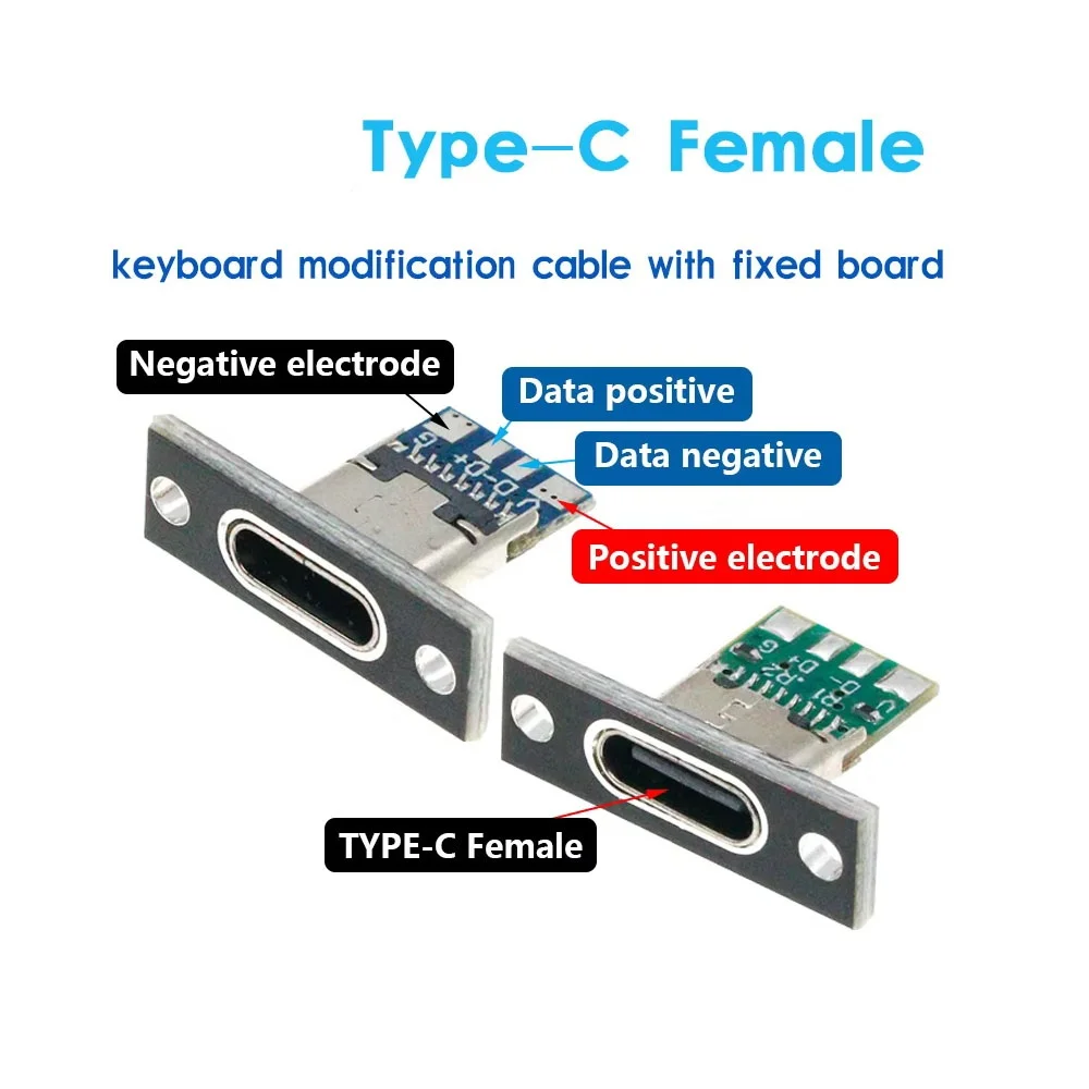 10 шт. USB 3.1 Type-C разъемы с крепежной пластиной, USB Type-C гнезда 3.1 Type-C 2-контактные 4-контактные, гнездовые разъемы для зарядки (art.: 3920db900bffa) - 3920db900bffa