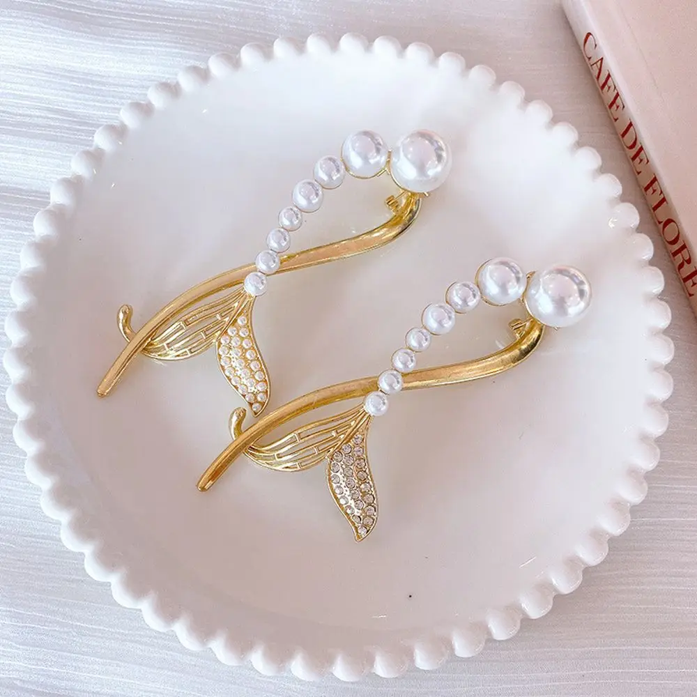 

French-style Metal Pearl Hairpin Back Of The Head Girls Temperament Duckbill Clip Elegant Shark Clip Headdress Hair Accessories