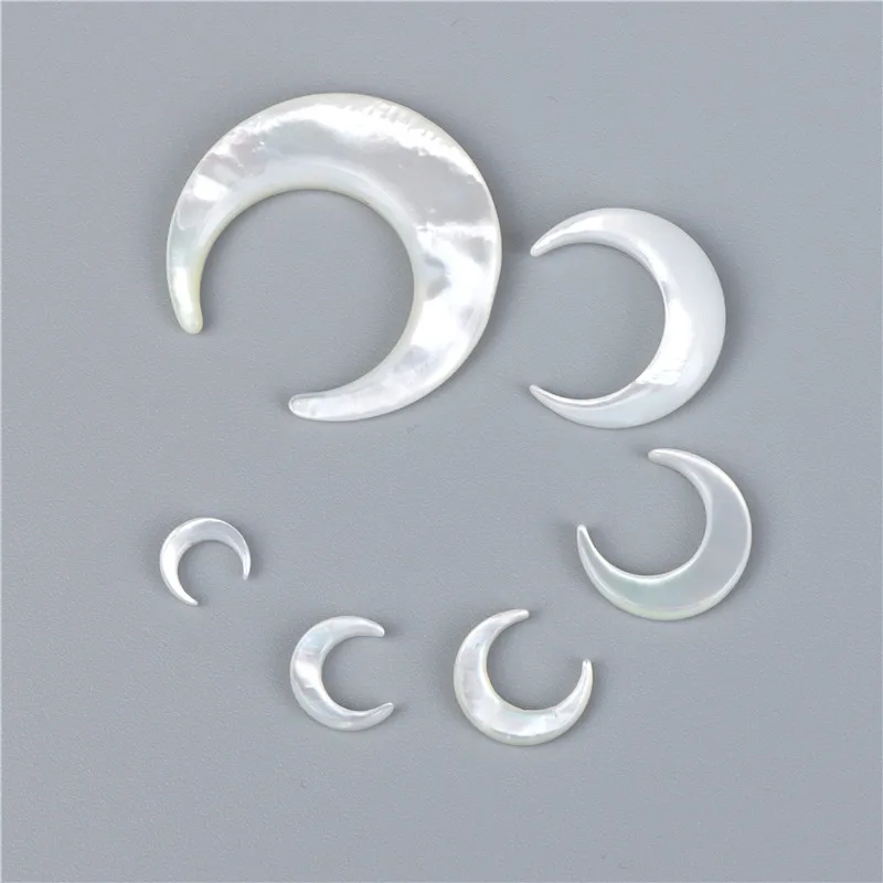 Бусины Из Натуральной перламутровой ракушки, подвески «сделай сам» в виде полумесяца, белого, черного цветов, для изготовления ювелирных изделий, ожерелья, серег, аксессуары