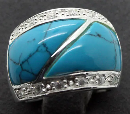 

Hot sale new Style New Arrival Blue stone 925 Sterling Silver Ring Size 6/7/8/9