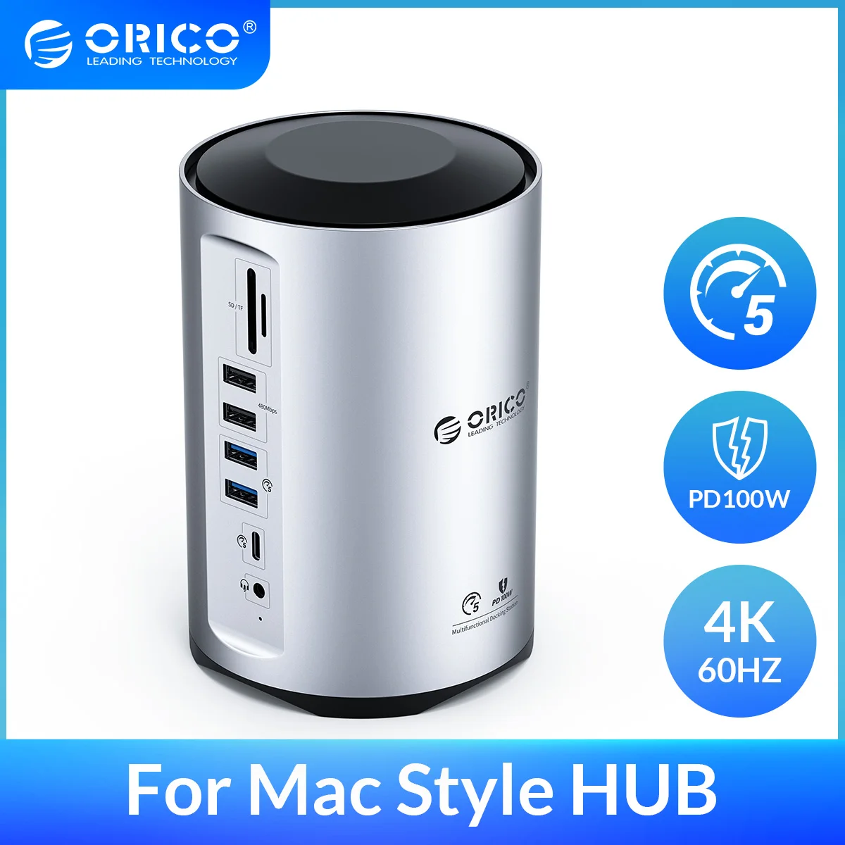 

ORICO Type C Docking Station for MacBook Pro Air M1 M2 USB 3.0 HUB 4K 60Hz HDMI-compatible DP RJ45 PD100 SD/TF Audio Adapter