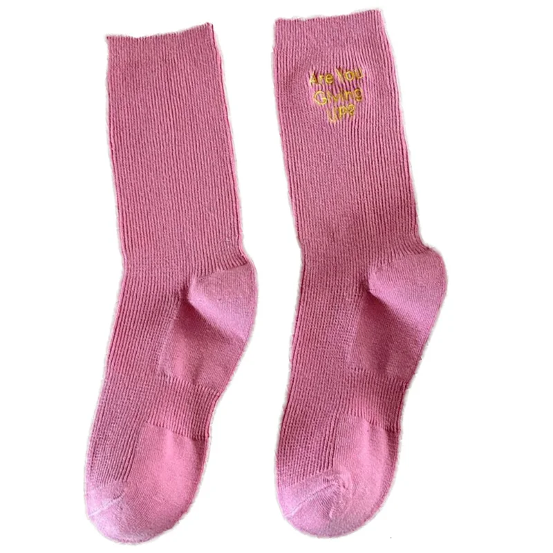 10 Pair Street Style Middle Tube Socks Women Digital Embroidery Kawaii Winter Long Cotton Socks Comfortable Fashion Calze Donna
