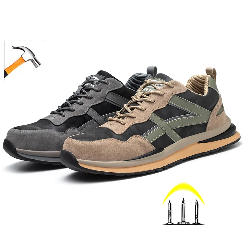 

Dian Sen Men's Work Safety Shoes Breathable Men Air Cushion Anti-Puncture Steel Toe Sneakers Work Protective Indestructible Shoe