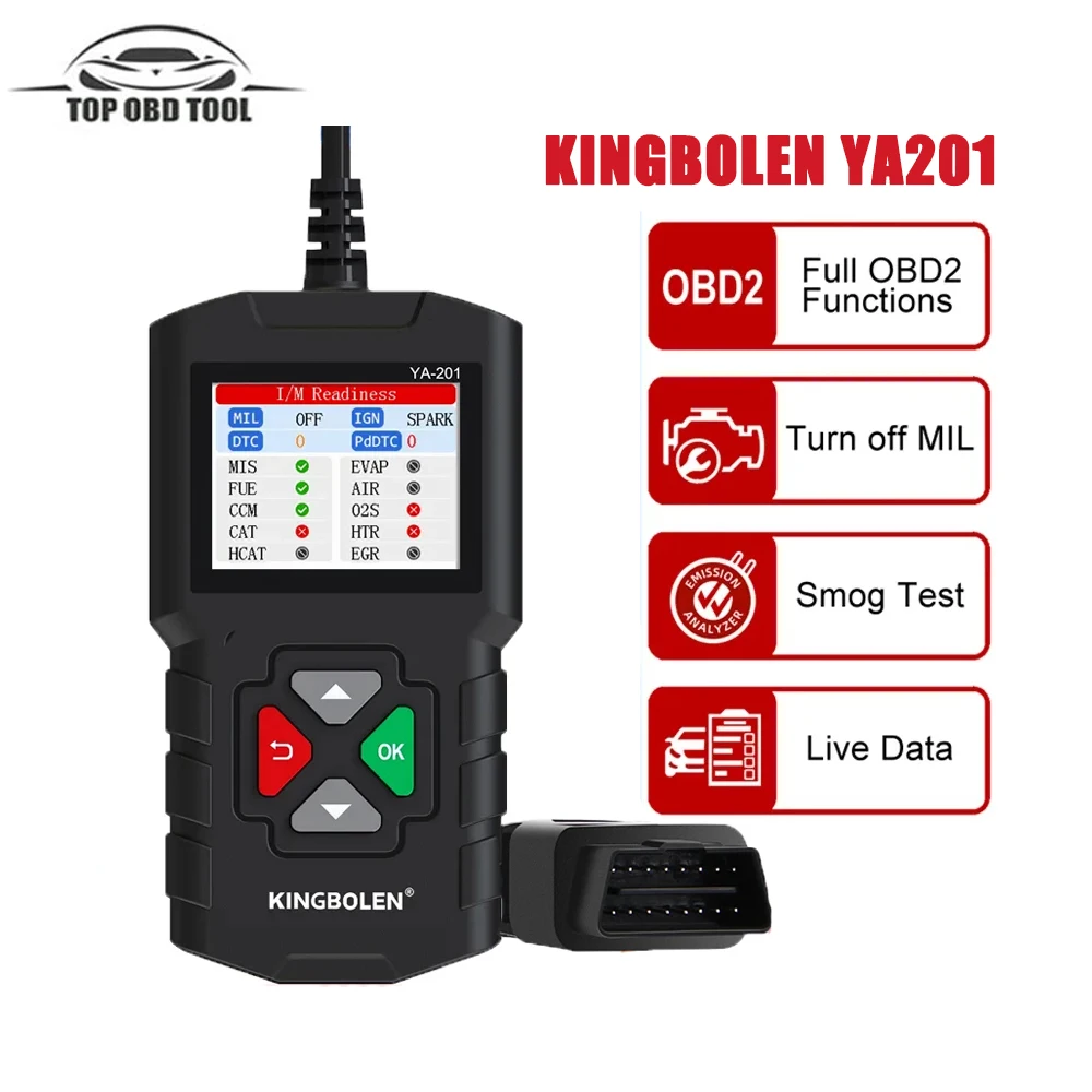 KINGBOLEN YA201 Автомобильный сканер, профессиональная автомобильная система двигателя OBDII/EOBD, диагностический инструмент для считывания кодов двигателя PK CR3001