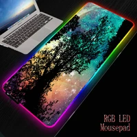 mrgbest pink blue trees large mouse pad big computer gaming mousepad anti slip natural rubber with locking edge gaming mouse mat
