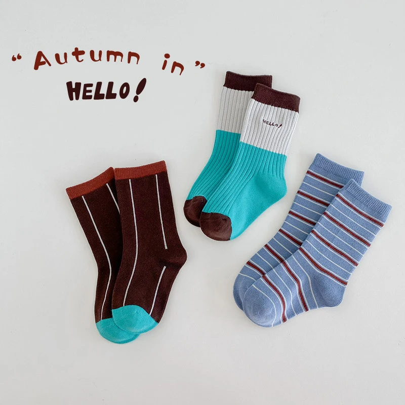 

Новые осенние детские носки MILANCEL для мальчиков, спортивный стиль, полосатые сетчатые носки, 3 пары в комплекте