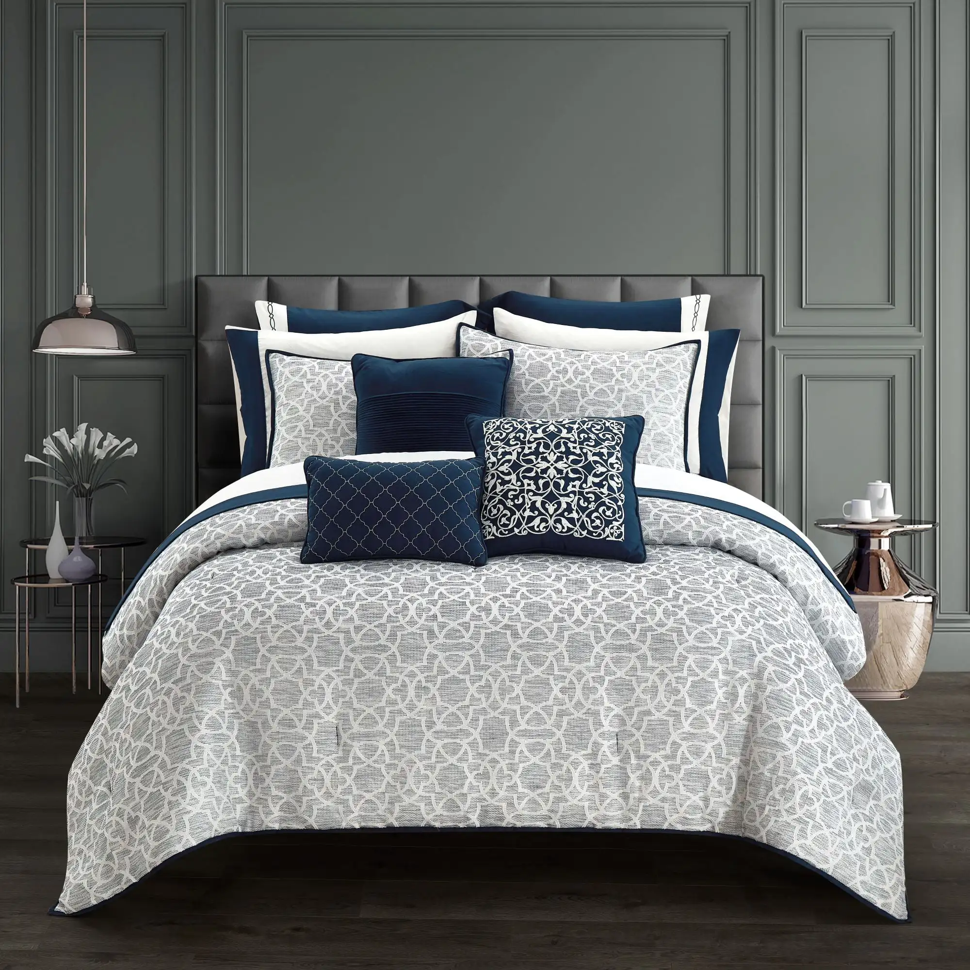 

Better Homes & Gardens Navy Buckingham Jacquard 12 Piece Pre Washed Bed in a Bag, QueenDouble duvet