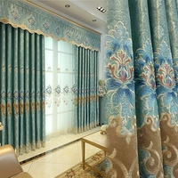 european custom blackout curtains for living room bedroom study kitchen high quality embroidered tulle valance curtains