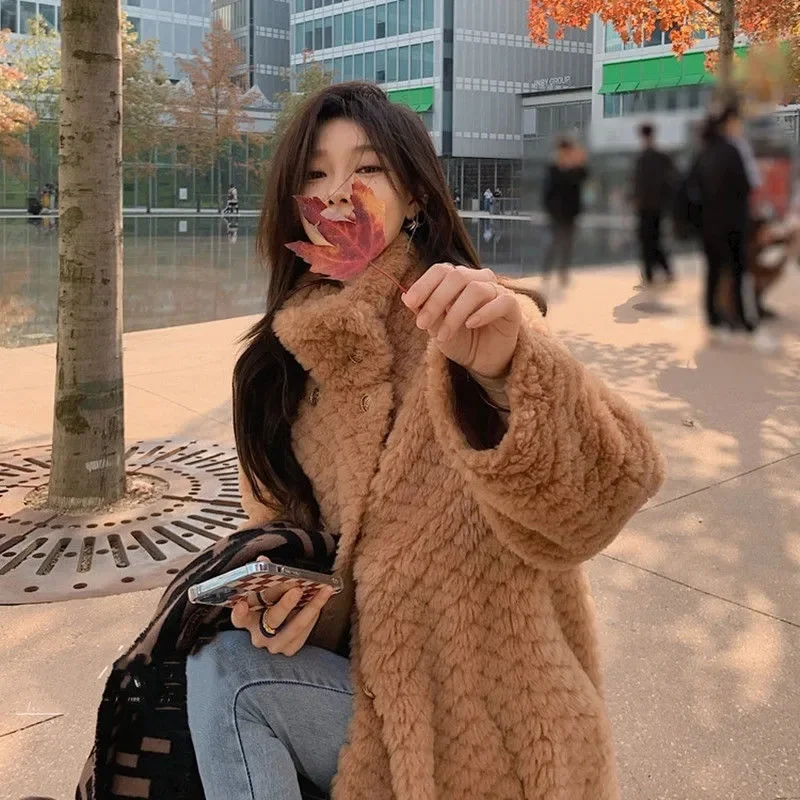 High-quality Lamb Plush Fur 2022 Coat Ladies Coat Top Thickened Winter Explosion Style Western Style Pure Desire Small Fragrance