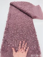 xiya 2022 latest nigeria women 3d floral tulle lace fabrics fashion wedding dress fabrics 5 yards french mesh beads lace 5012b