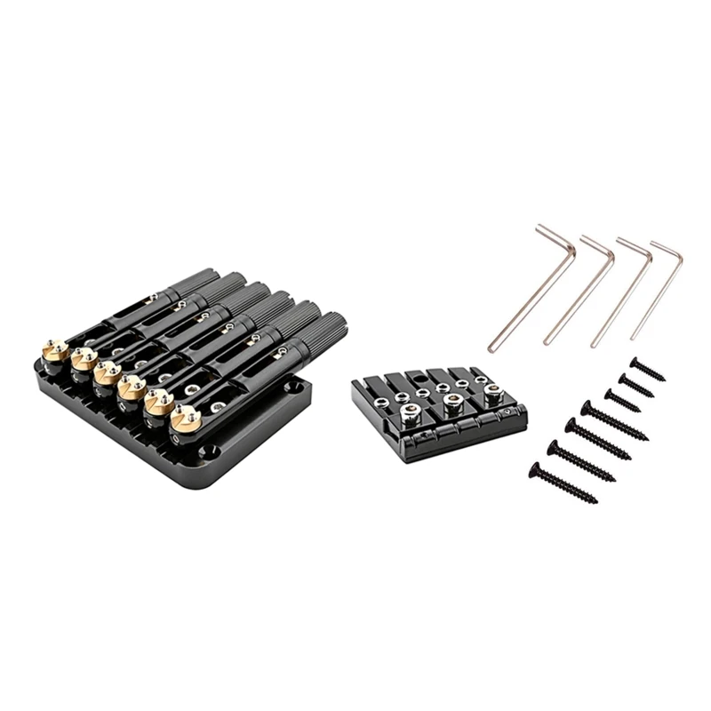 

6 String Saddle Headless Guitar Bridge Tailpiece Device with Wrench and Screws