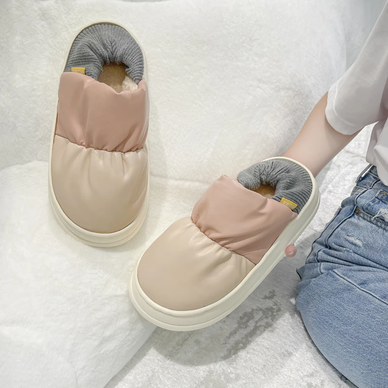 

Тапочки хлопковые женские осенне-зимние домашние теплые водонепроницаемые Нескользящие домашние тапочки с хлопковой обувью женская зимня...