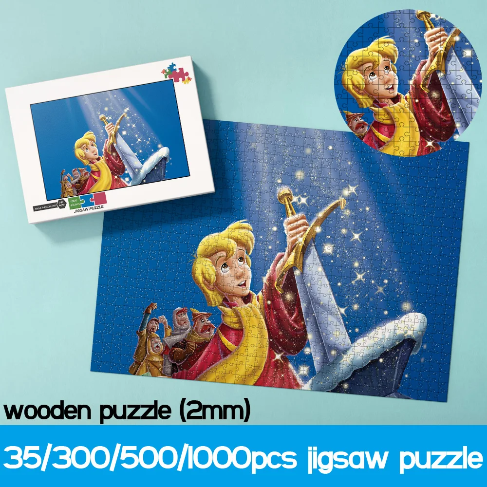 

Disney Cartoon Jigsaw Puzzles Animated Feature Film The Sword In The Stone 1000 Pieces Wooden Puzzles Handmade Educational Toys