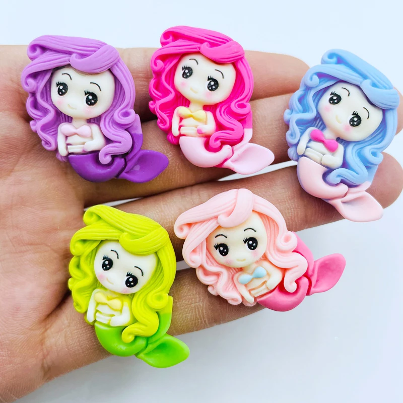10 шт. новые милые мини кавайные Мультяшные разноцветные русалки из смолы