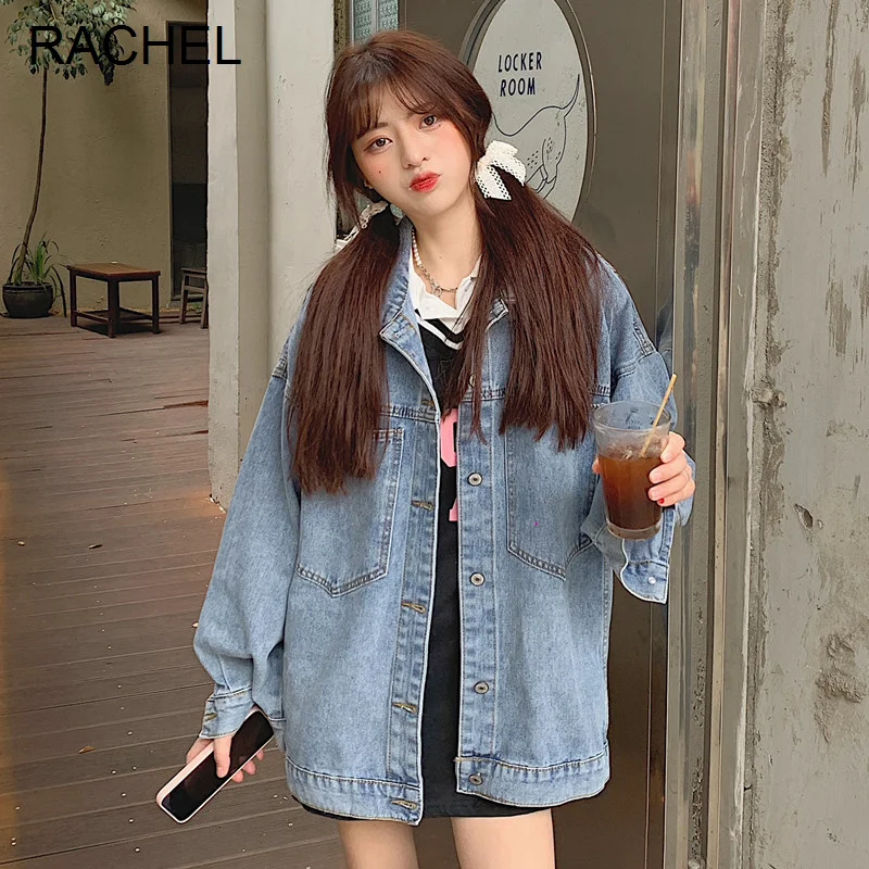 

Женская джинсовая куртка с карманами в Корейском стиле