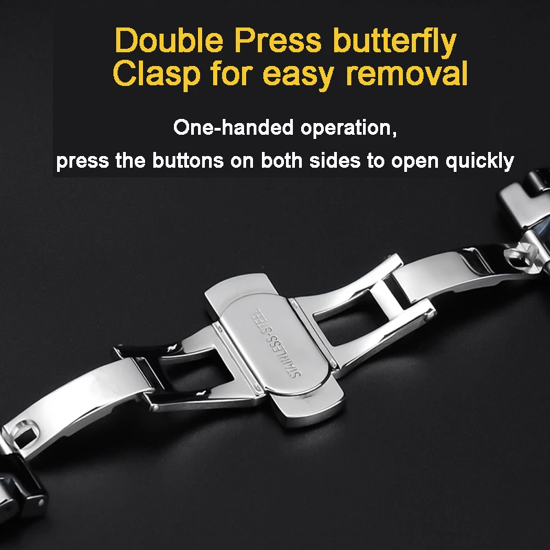 Ceramic Strap for Huawei Watch Fit Smart Watch Watchband Ceramic Mirror Replacement Belt TIA-B19/09 Butterfly buckle Men Women