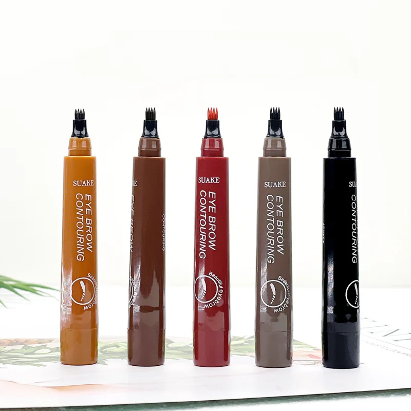 

New Creative Water Eyebrow Pen Four Fork Eyebrow Pen Waterproof, Anti Sweating, Non Dizziness Makeup Liquid Portable Makeup Tool