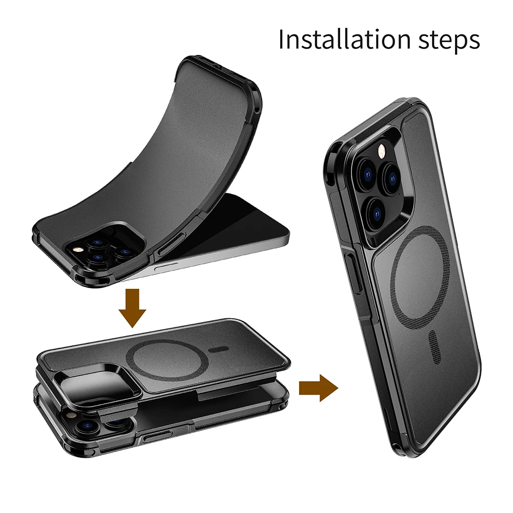 

Military Grade MagSafe Case For iPhone13 12 14 Pro Max Heavy Rugged Magnetic Protection Back Shockproof Cover