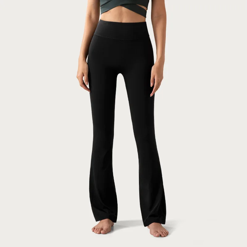 Women's Yoga Flared Pants High Waist Nylon High Stretch NO T-Stitch Design Sports Training Fitness Flare Leggings Trousers