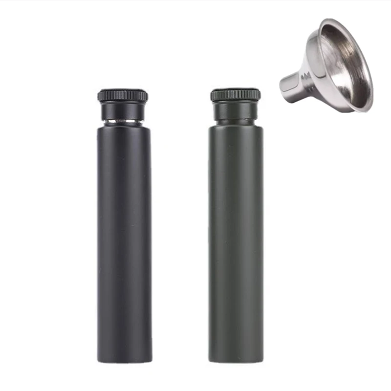 

Portable Mini Hip Flask 30ml Whisky Vodka + Funnel Black Stainless Steel Personalized Tube Shape Camping Flagon Men Drinkware