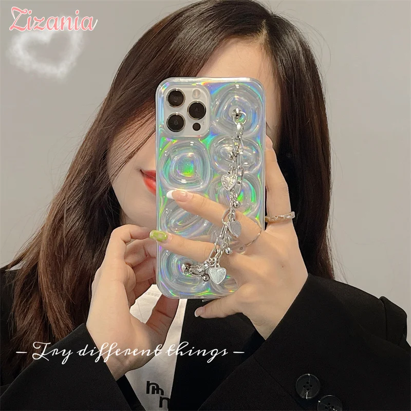 

Creative Cool Laser Transparent Irregular Circle Bracelet Phone Case For iPhone 13 12 11 Pro XS Max X XR 8 7 Plus SE 2020 Cover