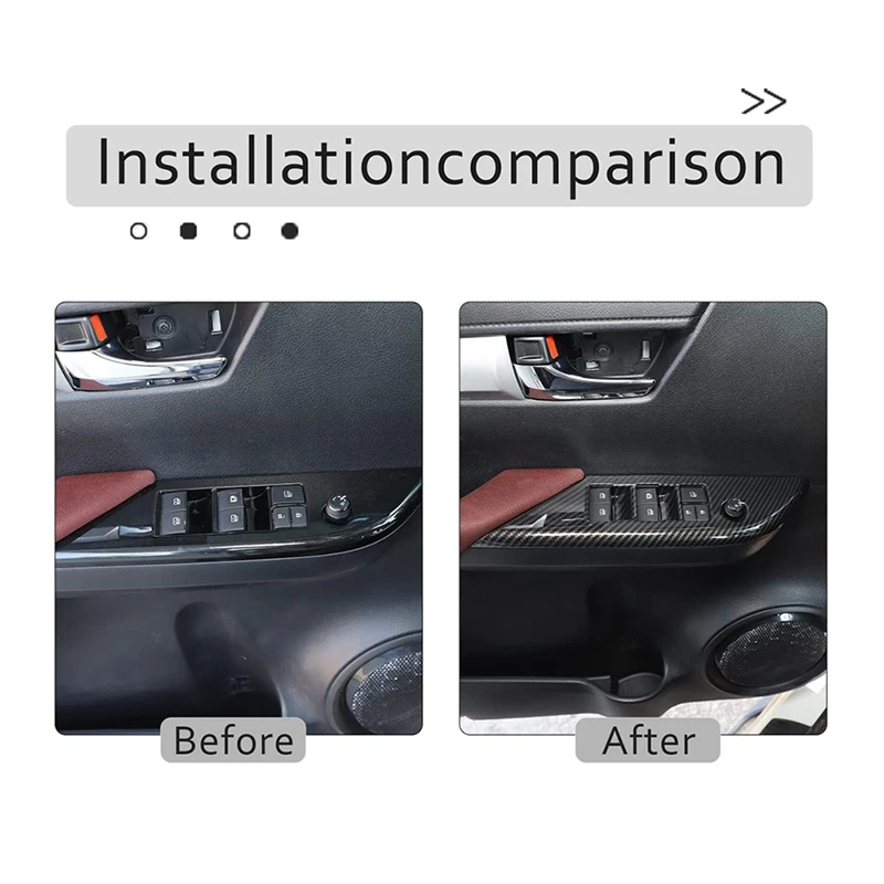 Накладка панели подоконного переключателя окна ручки двери автомобиля для Toyota Hilux 2015 2016 2017 2018 2019 2020 2021 (ABS углеродное волокно)