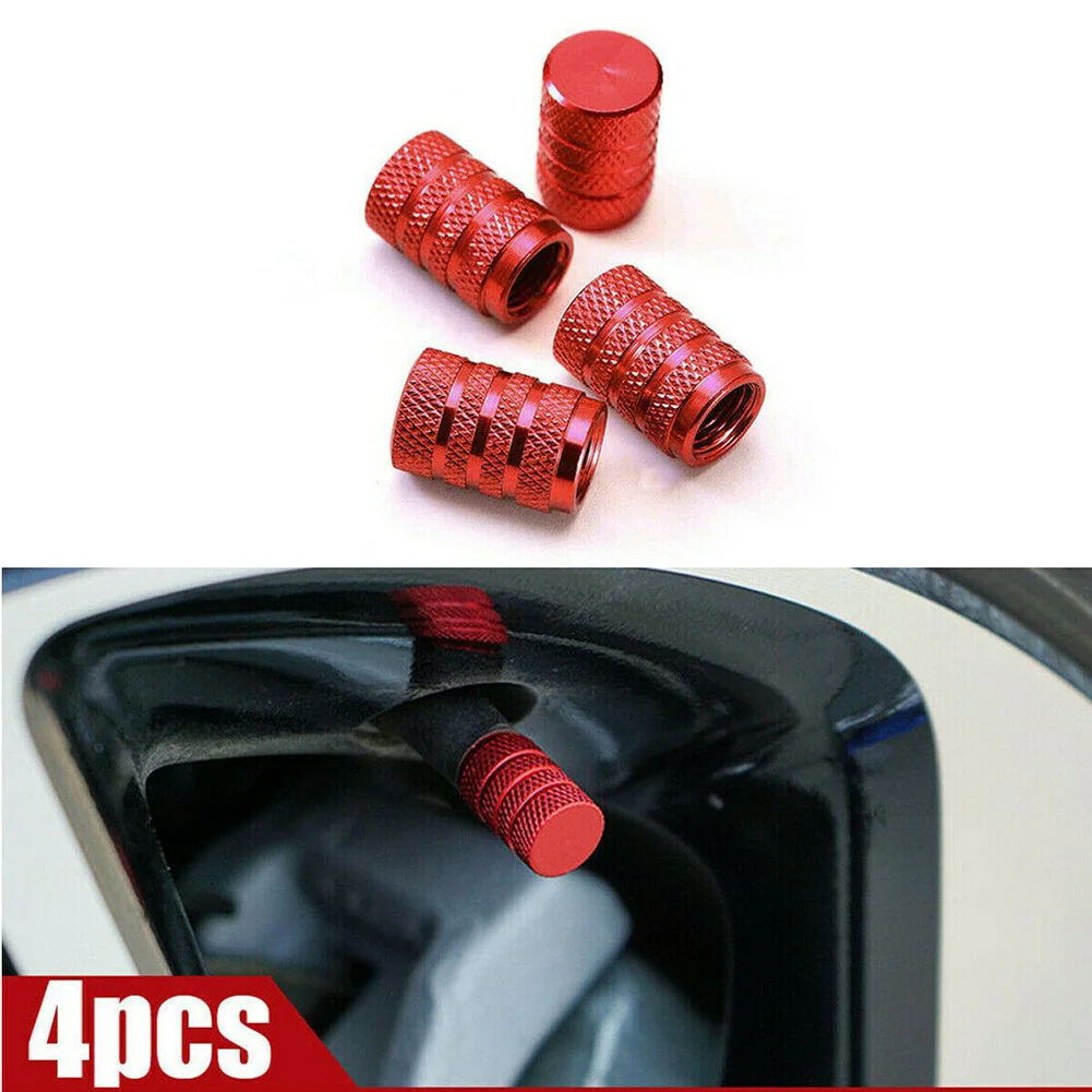

4Pcs Aluminium Car Wheel Tyre Valve Stems Air Dust Covers Screw Tire Valve Cap Cover Red/blue/black/silver Accessories Universal