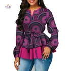 Дашики африканская рубашка для женщин, Bazin Riche Ankara с принтом, рубашки с длинными рукавами, Топ для женщин, африканская одежда, повседневная одежда для вечеринки, WY5015