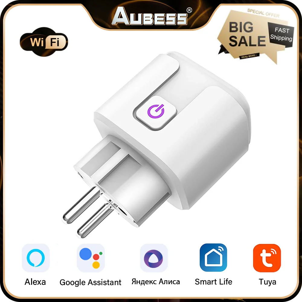 Aubess SP10 Tuya Mini Smart Plug голосовое дистанционное управление Wi-Fi розетка Alexa Google Home Yandex