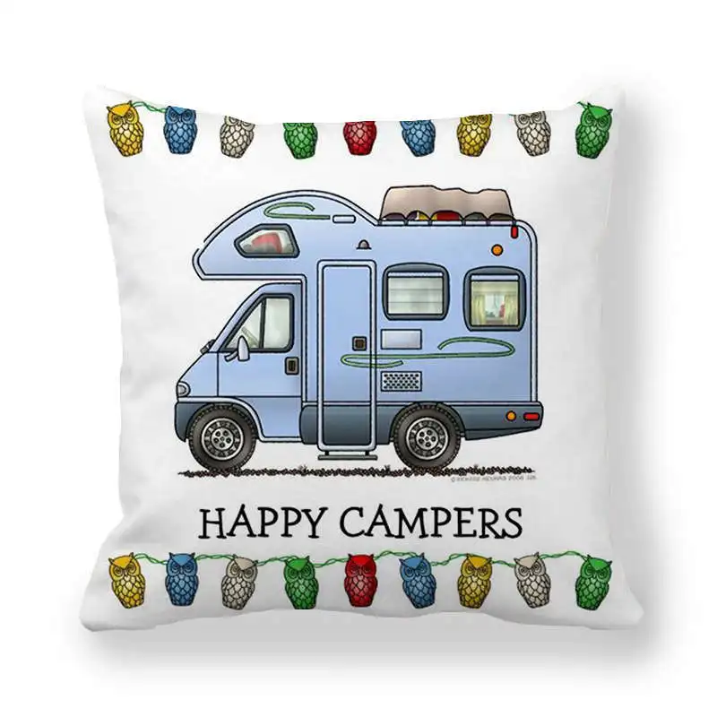 Чехол для подушки автомобиля Campers Happy Owl наволочка домашняя декоративная чехол