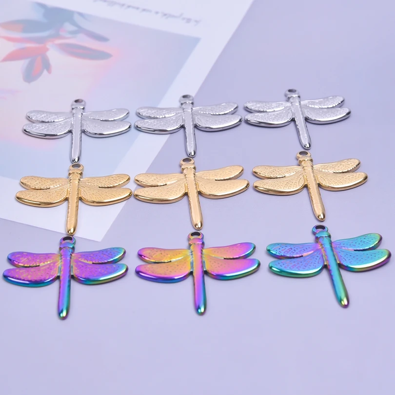 

6PCS Dragonfly Stainless Steel Charm Pendants Fit Vintage Necklace for Women Diy Bulk Charms For Jewelry Making Item Wholesale